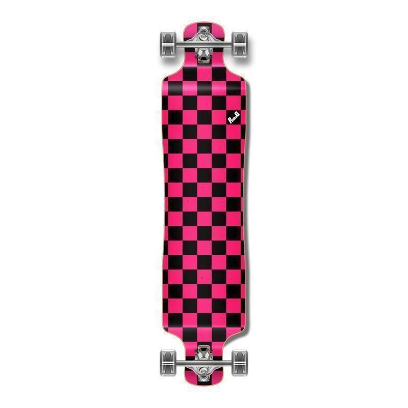 Checkered Pink Lowrider Double Drop Longboard from Punked Complete