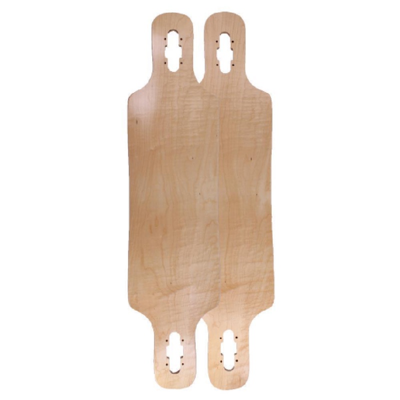 Drop Through Double Kick 39″ Maple Blank Longboard Deck Natural