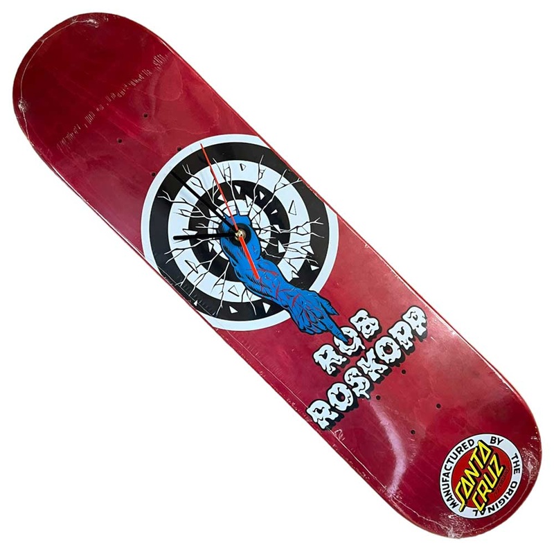 Santa Cruz Clock Deck 40 Years Pink Stain 7.7×30.3 Cork Top Do not Grip Skateshop Day Office Clean Out