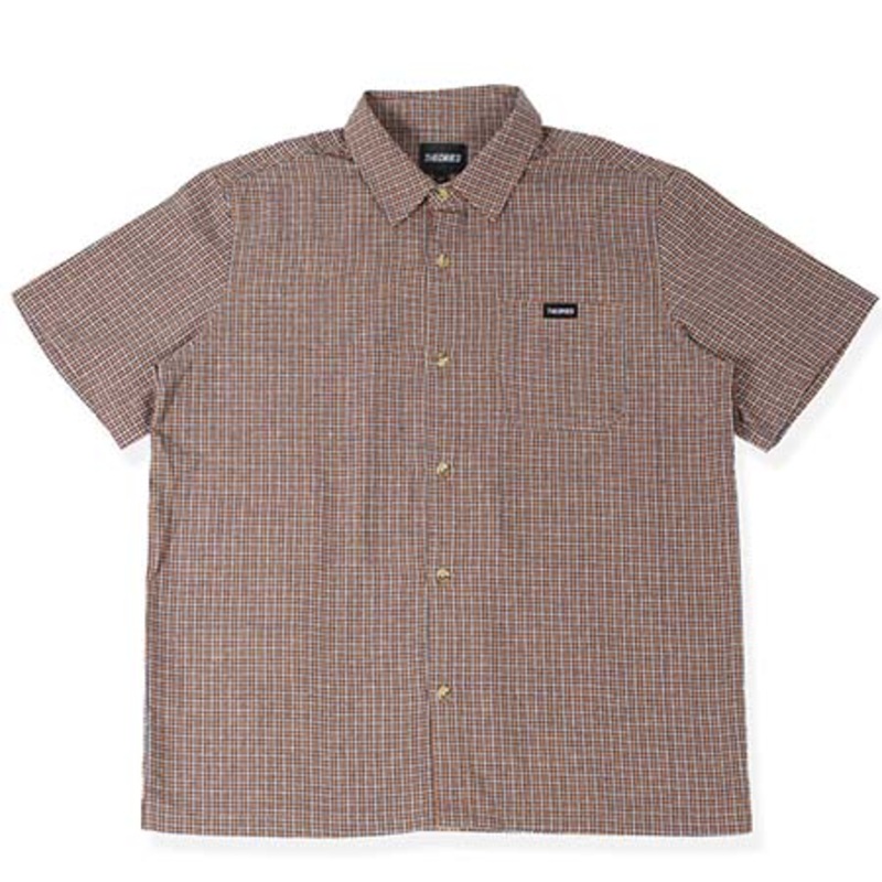 Theories Avignon Short Sleeve Flannel Button-Up Shirt Apricot Large